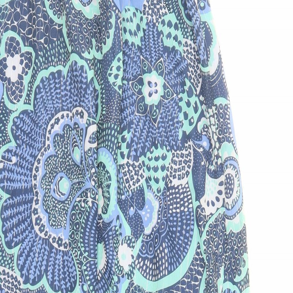 Monsoon Womens Blue Geometric Polyester A-Line Size S Sweetheart Pullover