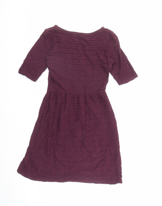 Dorothy Perkins Womens Purple Cotton Fit & Flare Size 12 Round Neck Pullover