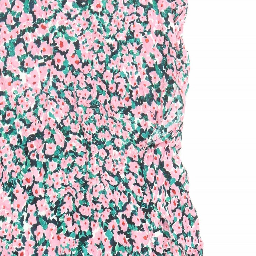 Dorothy Perkins Womens Pink Floral Polyester Wrap Skirt Size 10 Tie