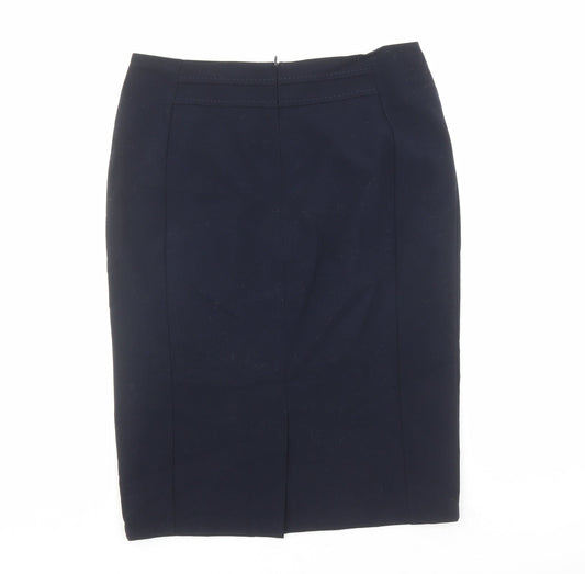 Marks and Spencer Womens Black Polyester A-Line Skirt Size 10 Zip