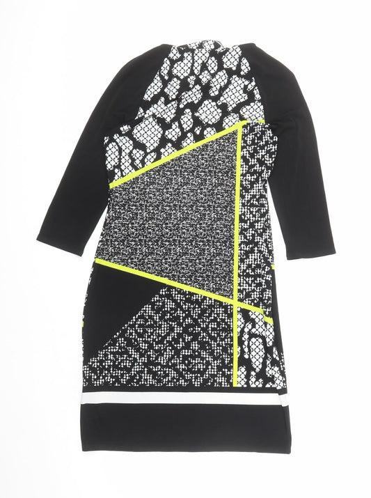 Marks and Spencer Womens Multicoloured Geometric Polyester A-Line Size 8 Round Neck Pullover