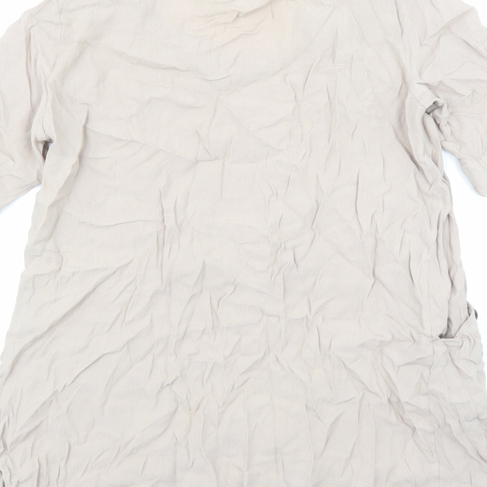 Floryday Womens Beige Polyester Basic Blouse Size S Round Neck