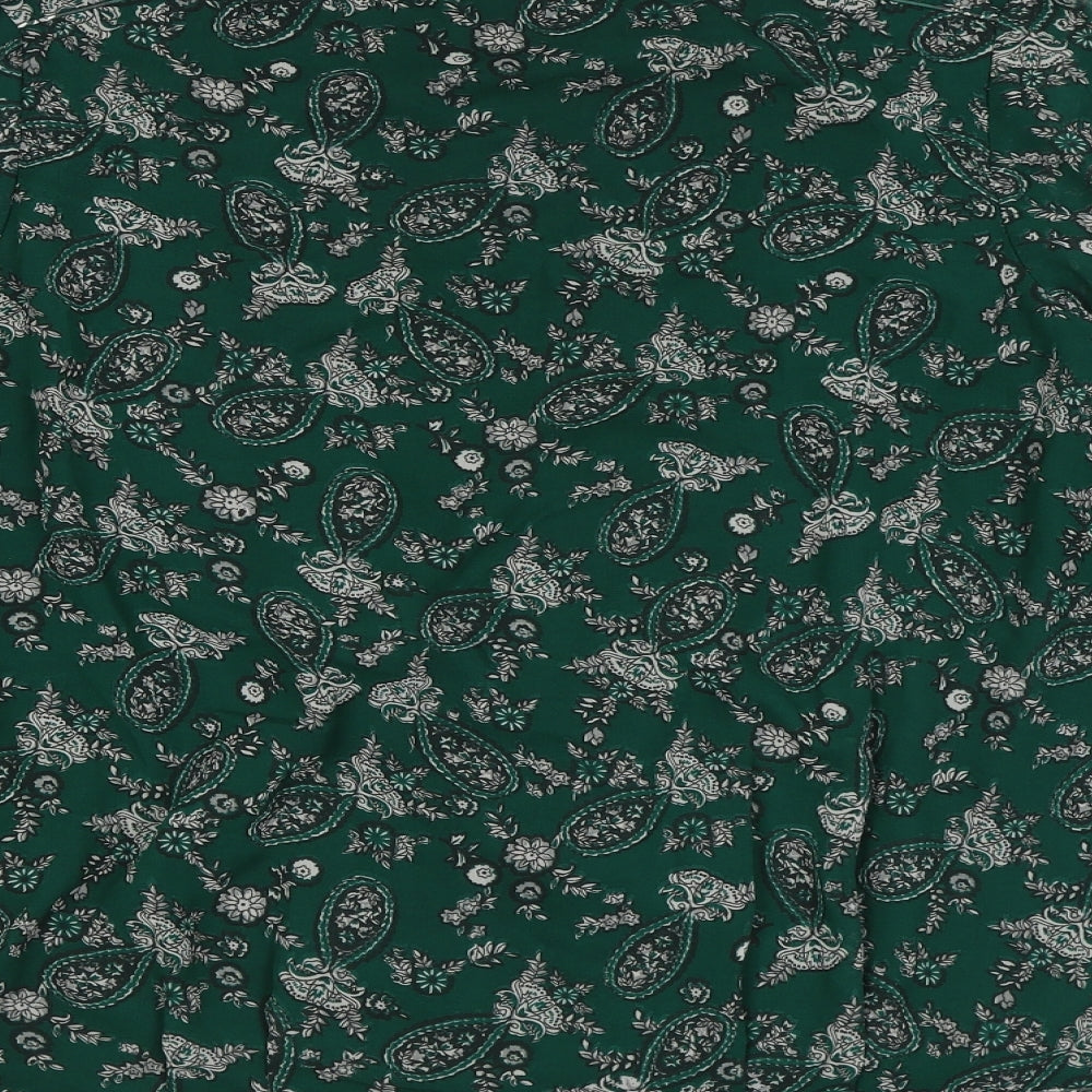 Amichi Womens Green Paisley Polyester Wrap Blouse Size M V-Neck