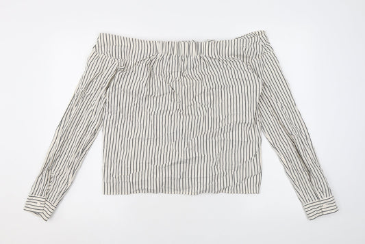 Womens UK Size 10 H&M Ivory Basic Button-Up