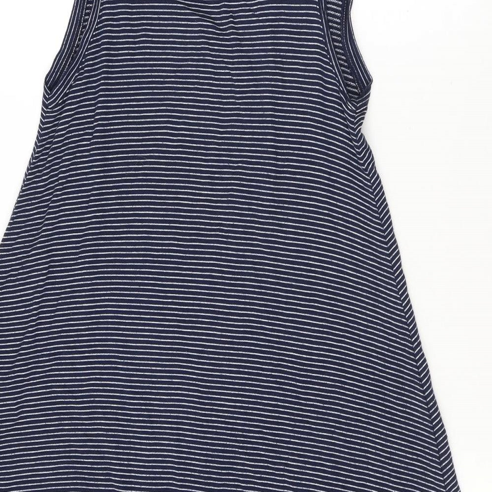 Gap Womens Blue Striped Rayon Tank Dress Size S V-Neck Pullover