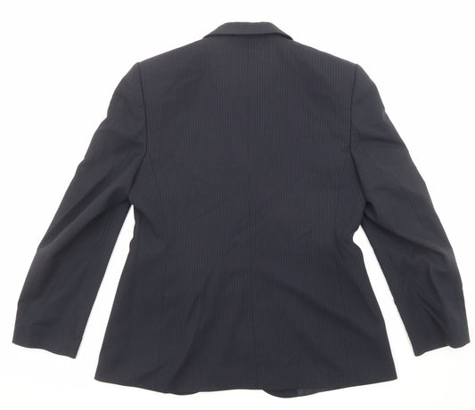 NEXT Womens Black Striped Wool Jacket Blazer Size 12