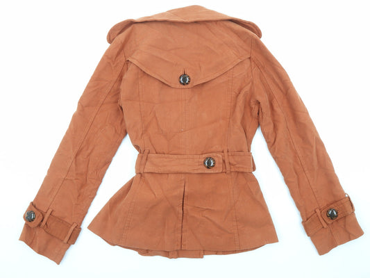 Principles Womens Orange Puffer Jacket Coat Size 10 Button