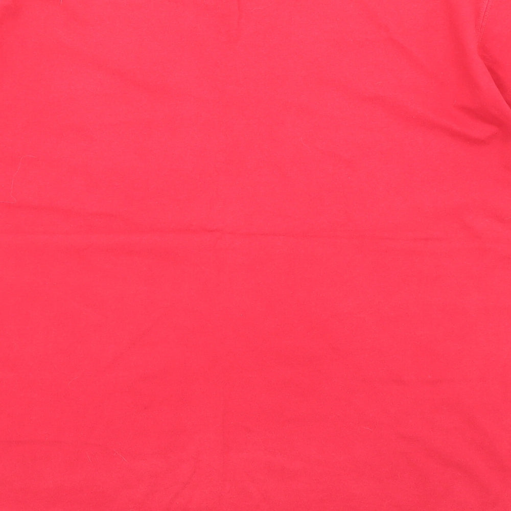 Reebok Mens Red Cotton T-Shirt Size M Roll Neck - Logo