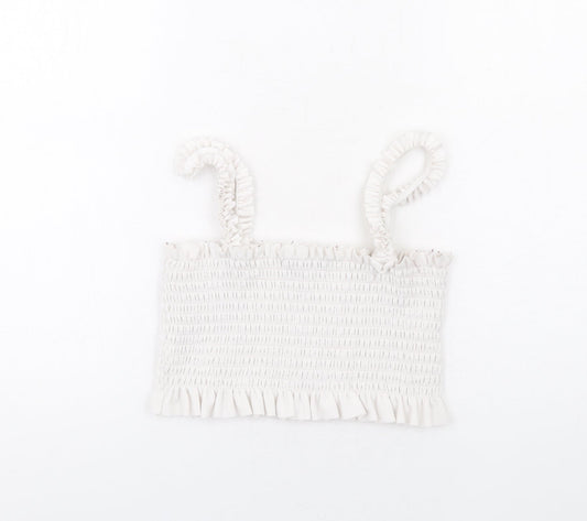 Womens UK Size M PRETTYLITTLETHING White Cropped Tank