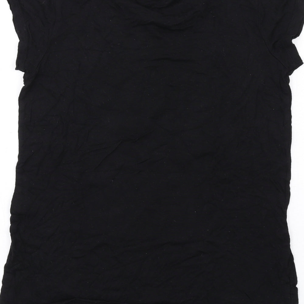 Bravado Girls Black Vinyl Basic T-Shirt Size 11-12 Years Round Neck Pullover - Reversible Sequins