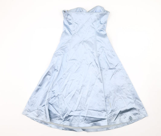 Coast Womens Blue Acetate A-Line Size 10 Sweetheart Zip - Ruffle