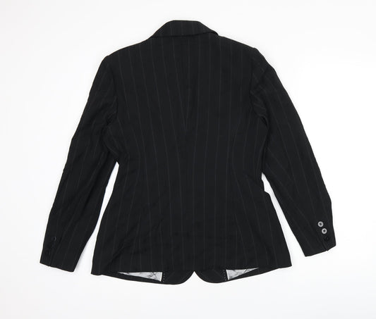 NEXT Womens Black Striped Polyester Jacket Suit Jacket Size 10