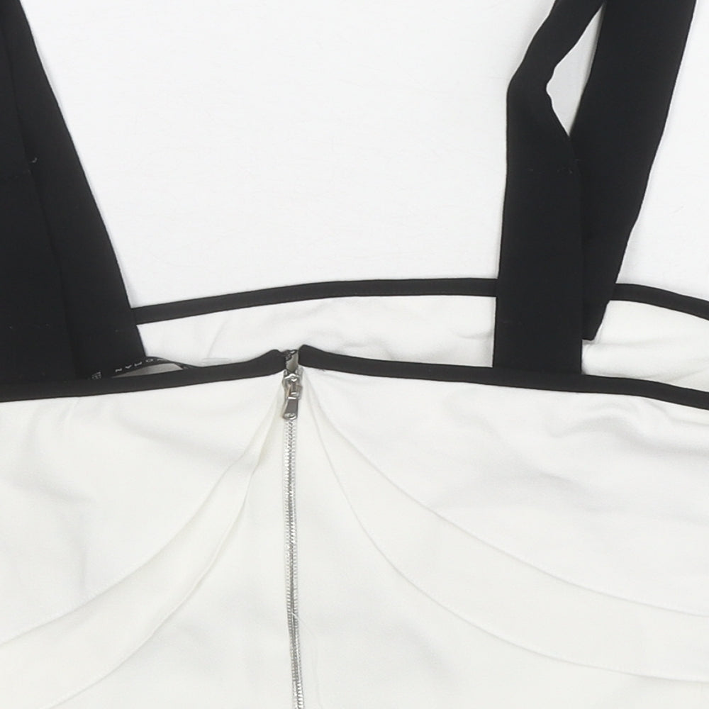Womens UK Size S Zara White Cropped Blouse