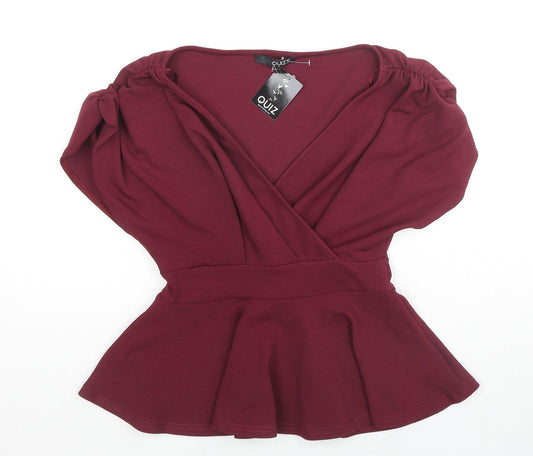 Womens UK Size 8 Quiz Red Basic Blouse