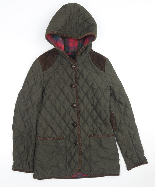 Womens UK Size 6 ASOS Green Quilted Coat