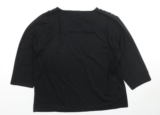 Womens UK Size 10 Poppy Black Basic T-Shirt