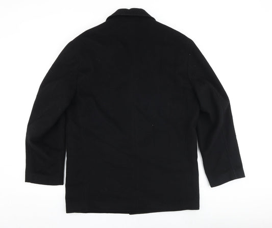 Anthony De Mano Mens Black Pea Coat Coat Size S Button