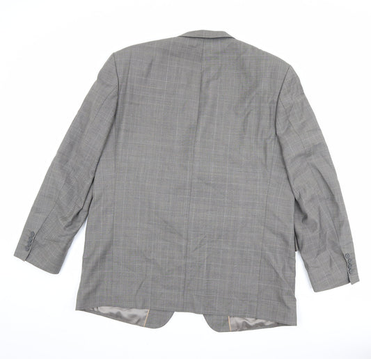 Armando Mens Grey Check Polyester Jacket Suit Jacket Size 46 Regular