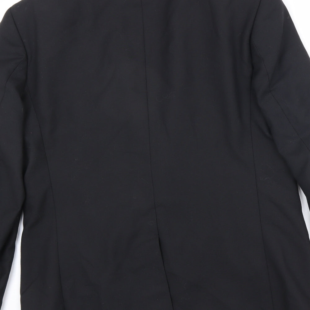 Brand and care label for Autograph men’s black polyester jacket suit jacket, size 40, regular