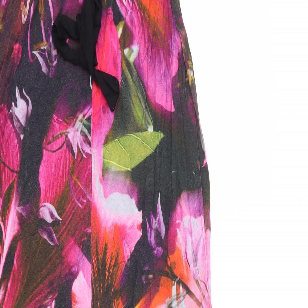 Monsoon Womens Multicoloured Floral Viscose Maxi Size 8 Square Neck Pullover - Tie Back