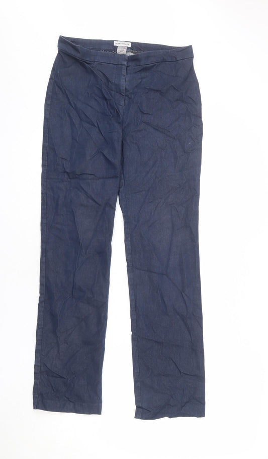 Womens UK Size 12 Warehouse Regular Fit Blue Trousers