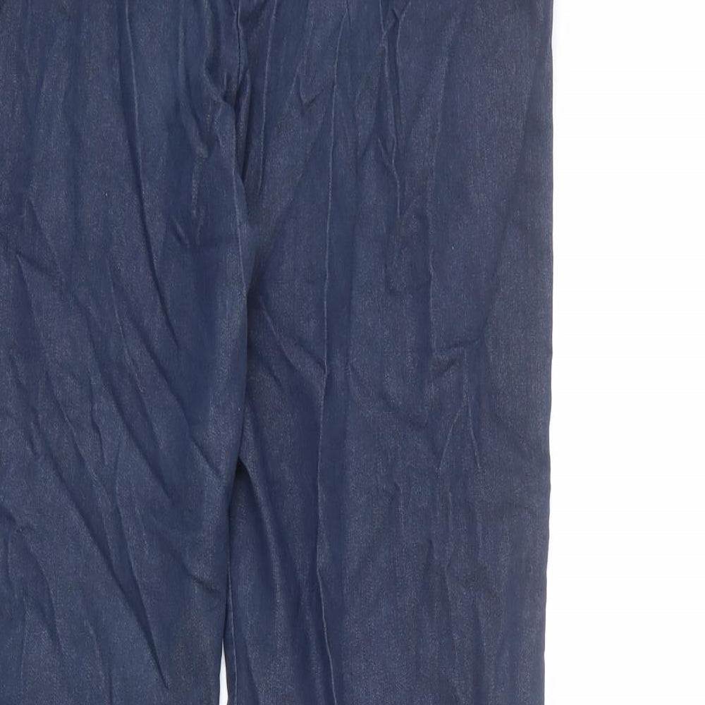 Warehouse Womens Blue Cotton Trousers Size 12 L28 in Regular Zip