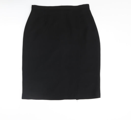 Additional front view of Mackays Black Polyester Straight & Pencil Skirt, size 14, Zip - Open Vent