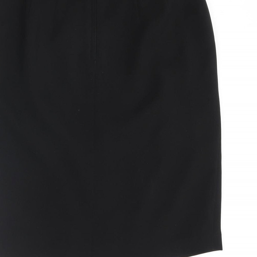 Brand and care label for Mackays Black Polyester Straight & Pencil Skirt, size 14, Zip - Open Vent