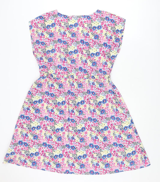 Originals Womens Multicoloured Floral Polyester A-Line Size 14 Round Neck Pullover - Drawstring Waist