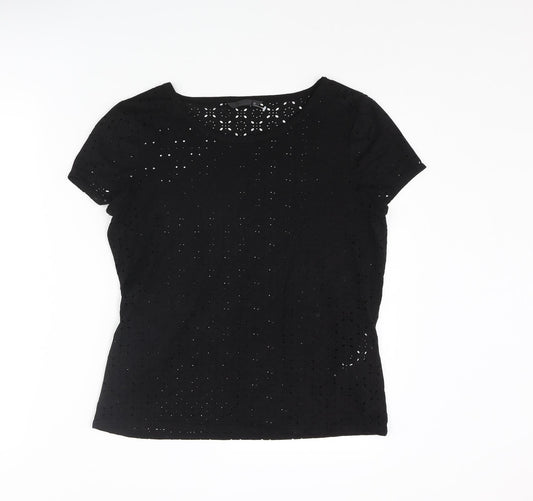 Womens UK Size 8 Only Black Basic T-Shirt