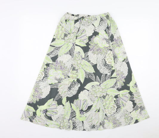 Marks and Spencer Womens Green Floral Polyester A-Line Skirt Size 8