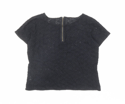 Womens UK Size M Hearts & Bows Black Basic T-Shirt