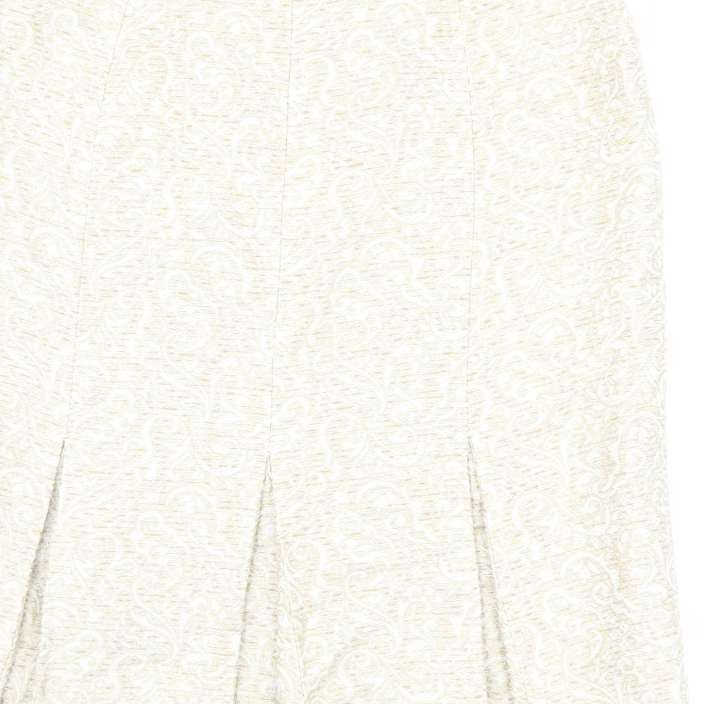 Ann Taylor Womens Beige Geometric Cotton Straight & Pencil Skirt Size 4 Zip