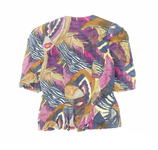 Betty Barclay Womens Multicoloured Geometric Viscose Basic Button-Up Size 10 Round Neck