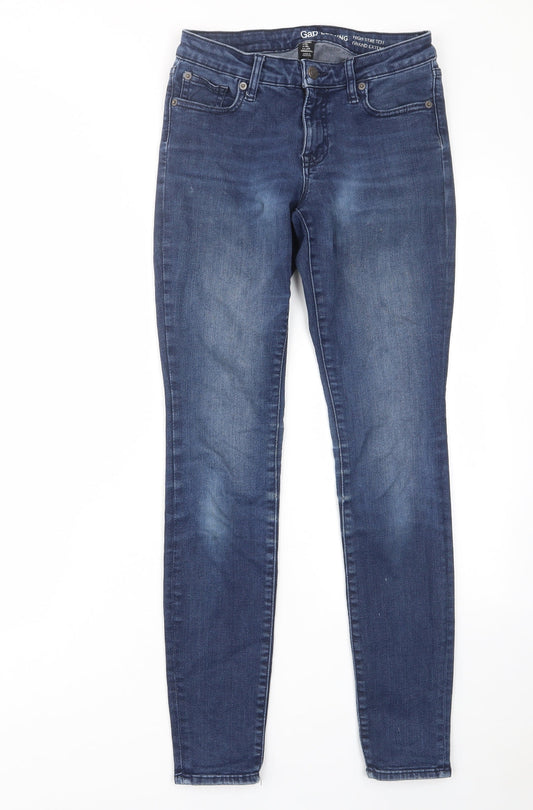 Womens UK Size 4 Gap Regular Fit Skinny Blue Jeans