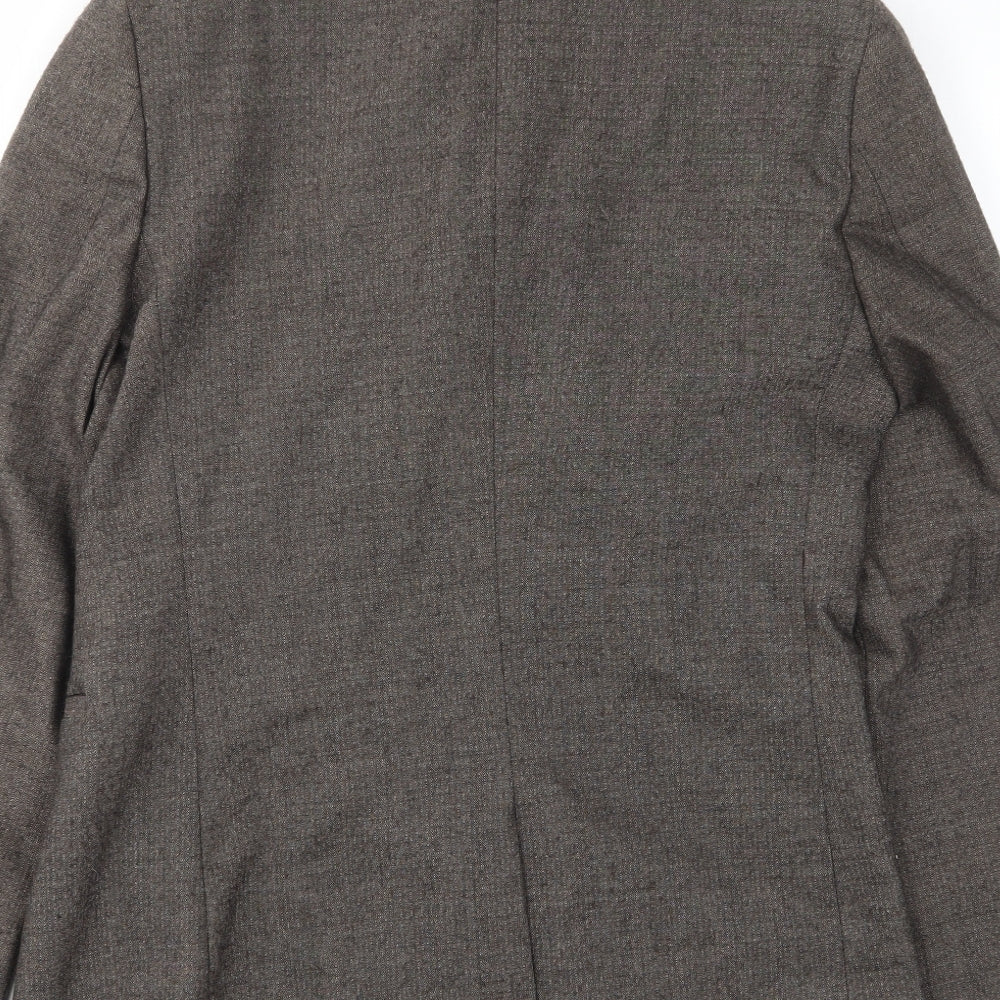 Brand and care label for ASOS men’s brown wool jacket suit jacket, size 40, regular - inside pockets