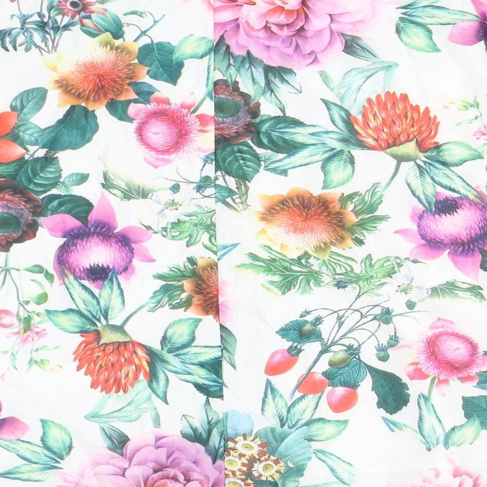 Glamorous Womens White Floral Polyester Flare Skirt Size M Zip