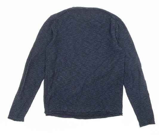 ONLY & SONS Mens Blue Round Neck Cotton Pullover Jumper Size S Long Sleeve