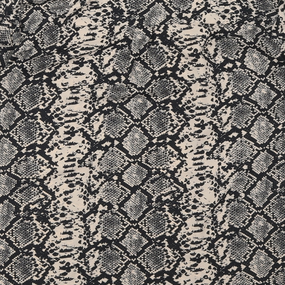 M&Co Womens Beige Animal Print Polyester Basic Blouse Size 10 Collared - Snake Print