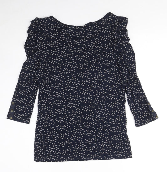 Autograph Womens Blue Geometric Viscose Basic T-Shirt Size 8 Round Neck - Circle pattern