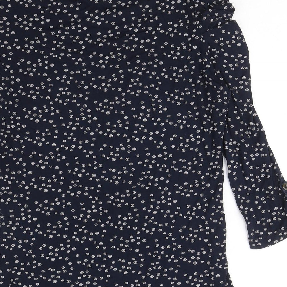 Autograph Womens Blue Geometric Viscose Basic T-Shirt Size 8 Round Neck - Circle pattern