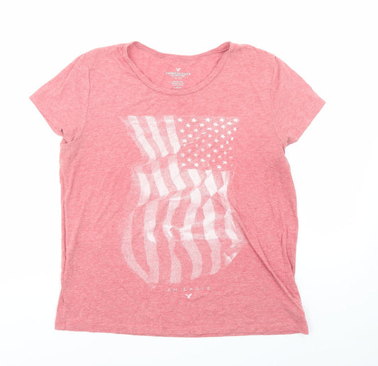 Womens UK Size L American Eagle Outfitters Pink Basic T-Shirt