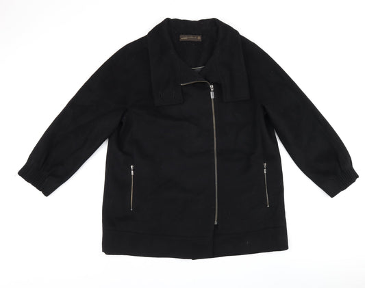 Womens UK Size M Zara Black Overcoat