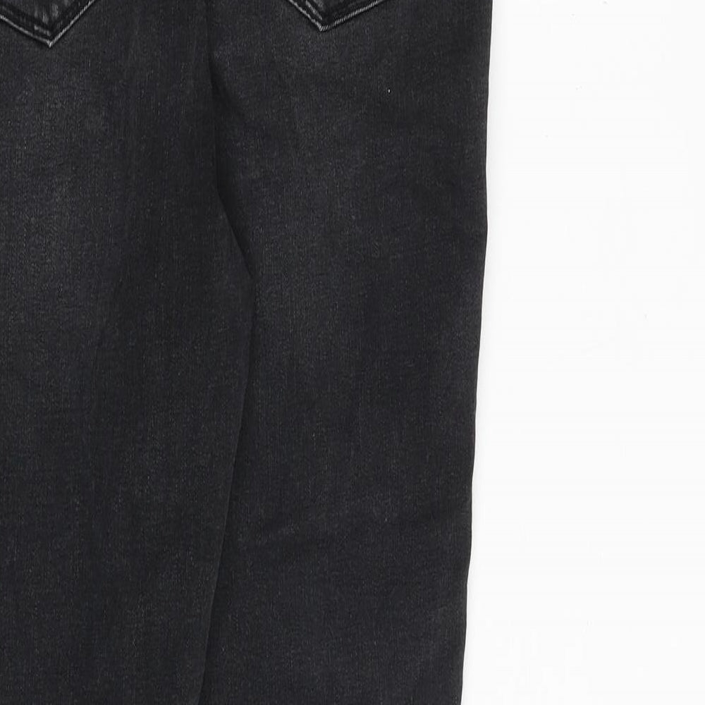 Matalan Womens Grey Cotton Straight Jeans Size 12 L27 in Regular Zip