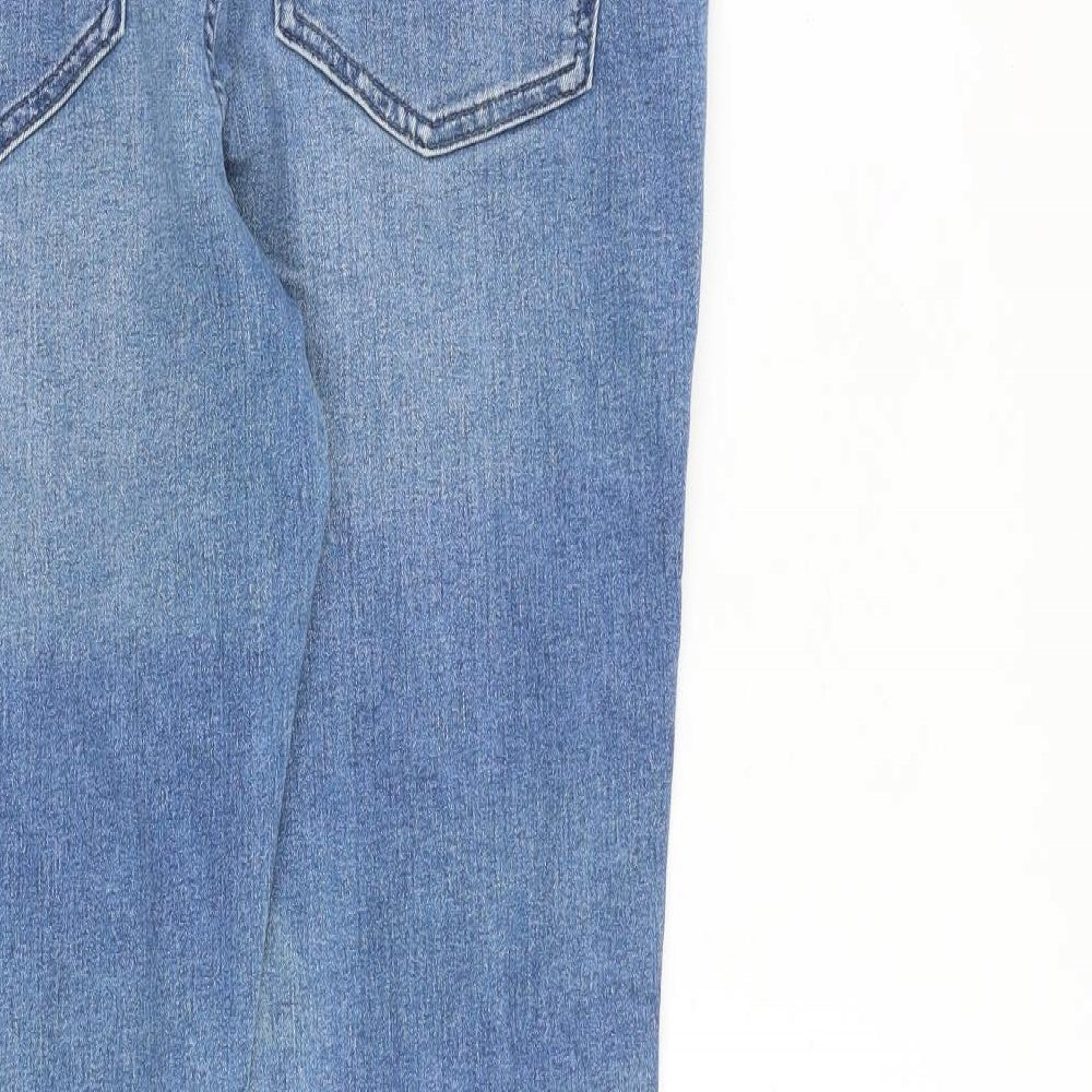 Marks and Spencer Womens Blue Cotton Skinny Jeans Size 14 L29 in Regular Zip