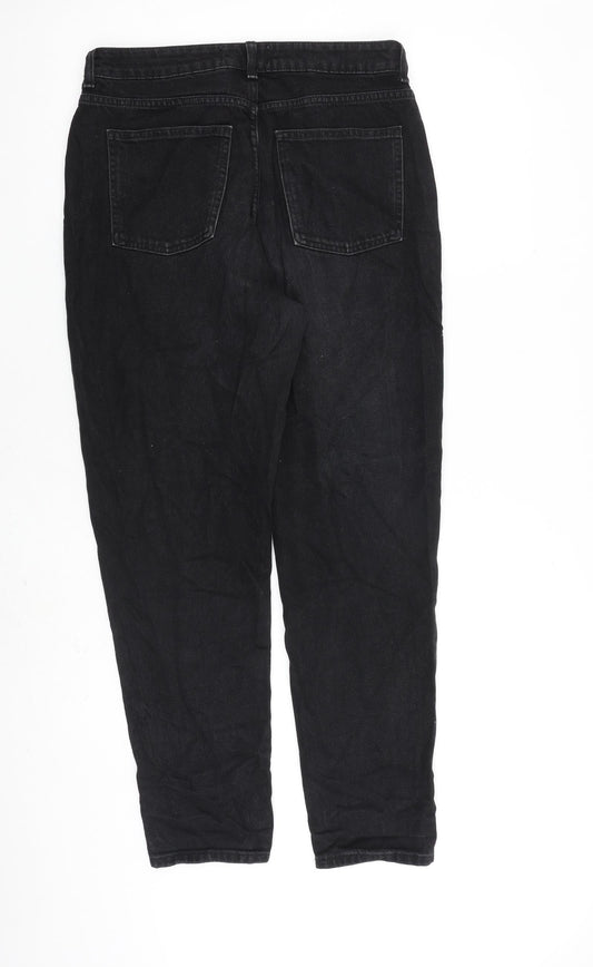 Denim & Co. Womens Black Cotton Mom Jeans Size 12 L29 in Regular Zip