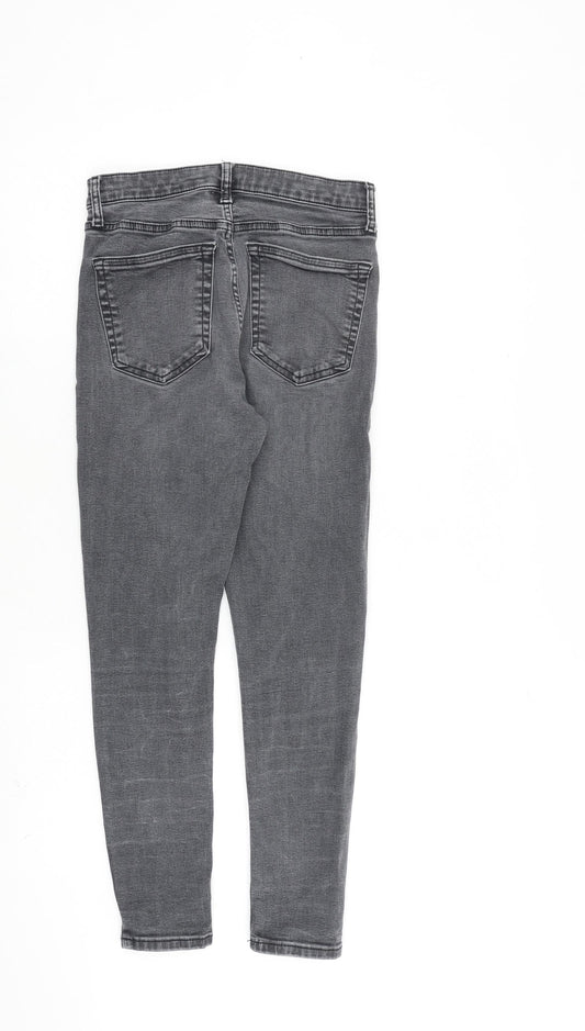 Topshop Womens Grey Cotton Straight Jeans Size 28 in L30 in Regular Zip
