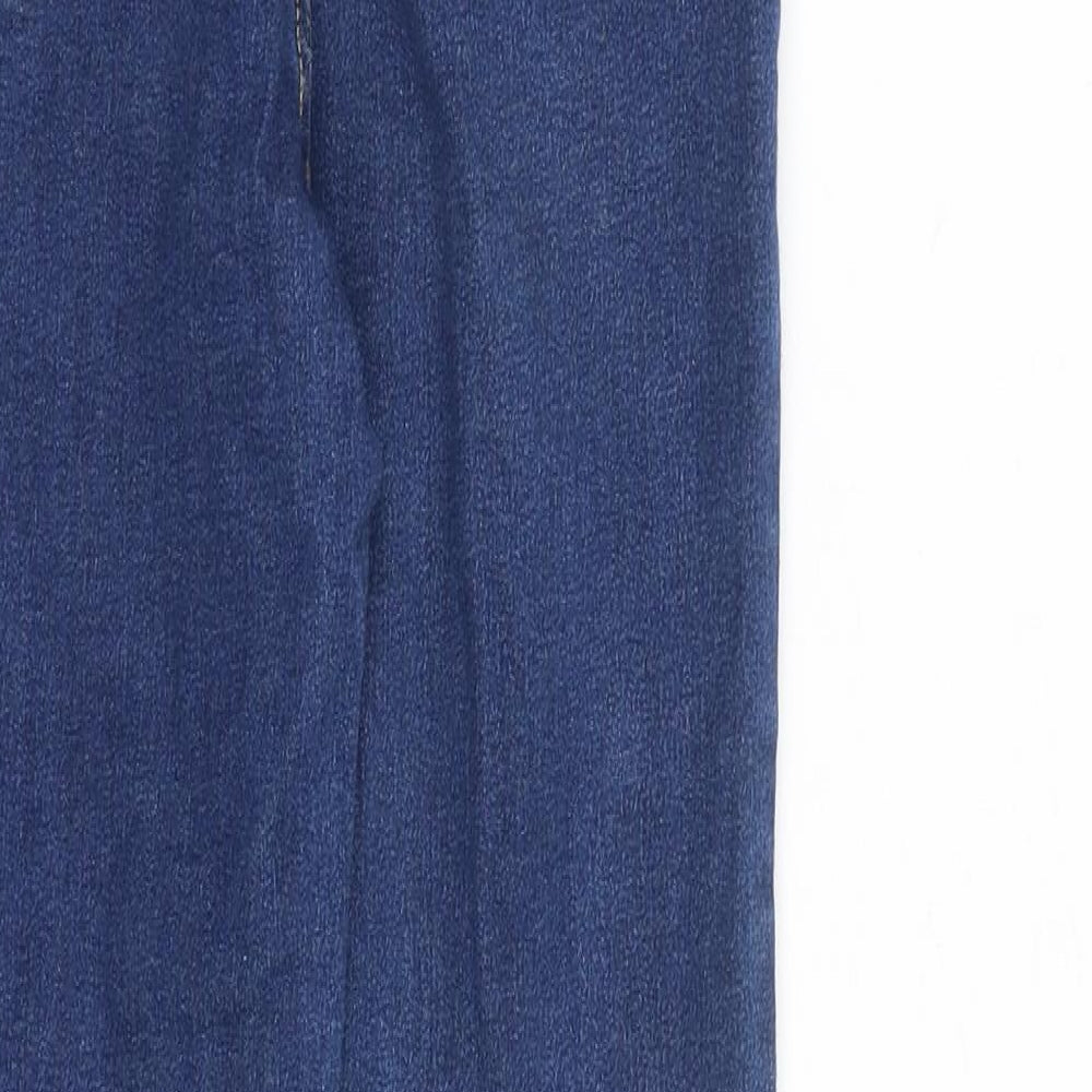 Zara Womens Blue Cotton Straight Jeans Size 8 L28 in Slim Zip