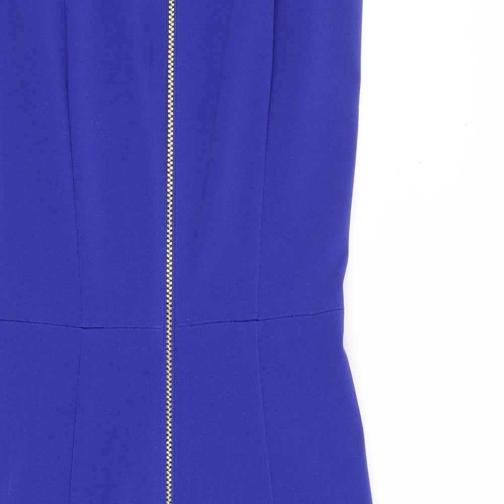 H&M Womens Blue Polyester A-Line Size 8 Square Neck Zip