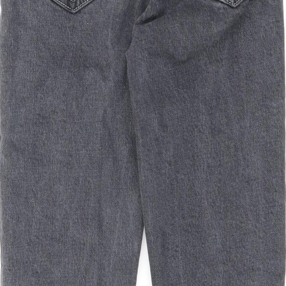Topshop Womens Grey Cotton Straight Jeans Size 28 in L32 in Regular Zip - Split Hem Detail